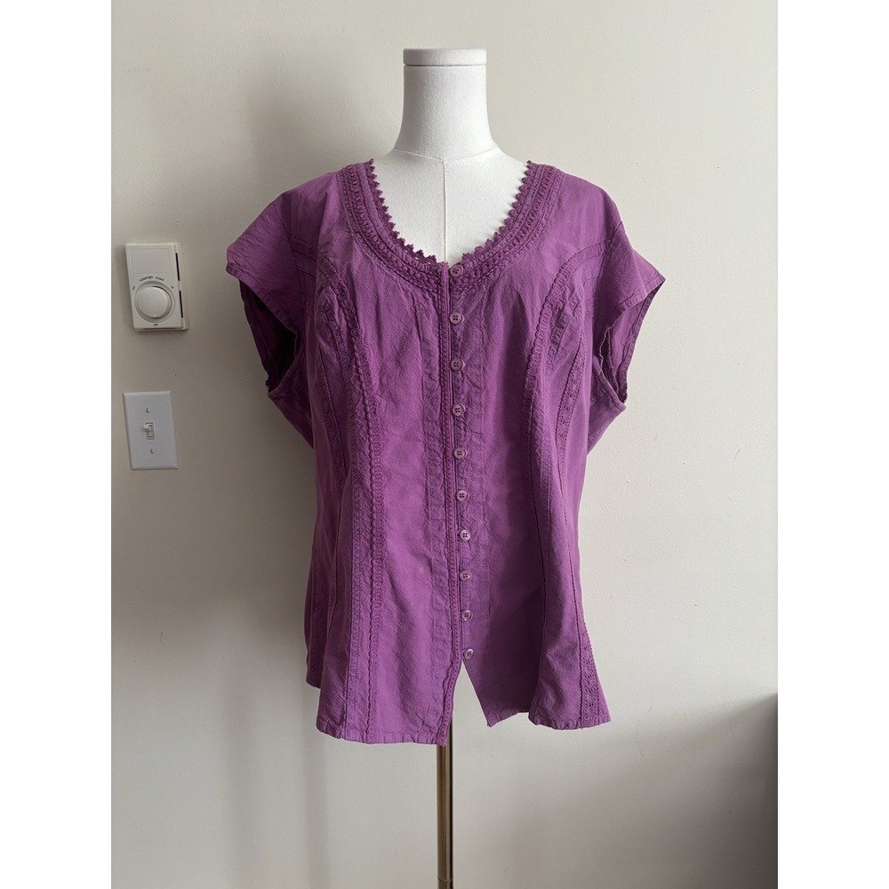 Soft Surroundings Plus Size 1X Top Purple Renaissance Revival Boho Hippie Fairy